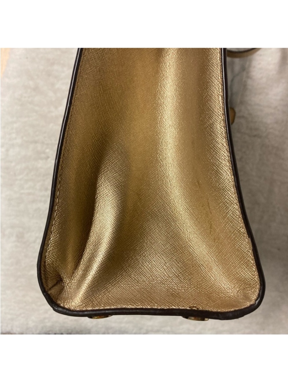 Michael Kors Karla East West Satchel Handbag Metallic Gold Crossbody - Picture 12 of 15